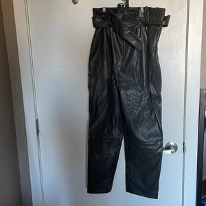 Womens high rise faux leather straight leg pants